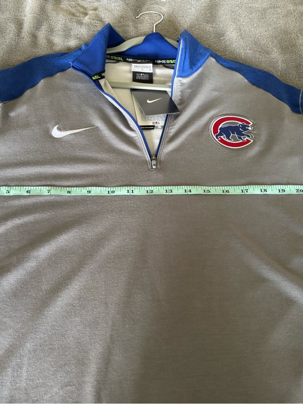 Nike Gray and Royal Blue Chicago Cubs Dri-FIT Quarter-Zip Men size L - Picture 7 of 9